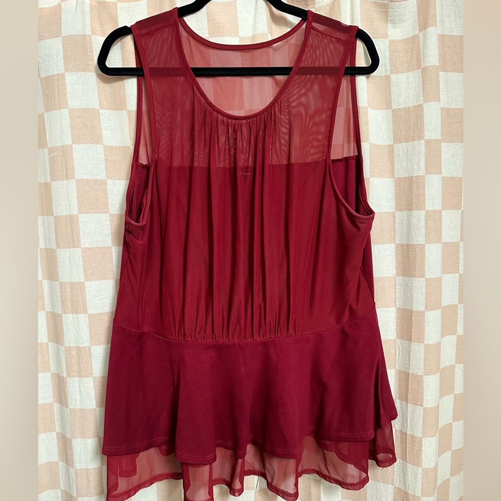 Fashion to Figure Mesh Overlay Peplum Top
